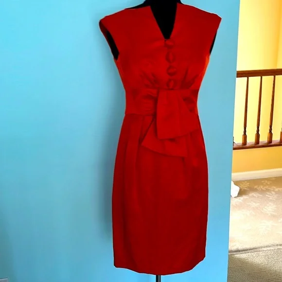 Nanette Lepore | Dresses | Nanette Lepore Size Dress Button And Bow Detail  Red And Gorgeous | Poshmark